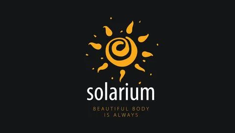 Hand-drawn vector logo on a black background for a solarium Illustrazione stock
