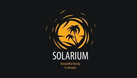 Hand-drawn vector logo on a black background for a solarium Illustrazione stock
