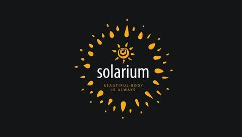 Hand-drawn vector logo on a black background for a solarium Illustrazione stock