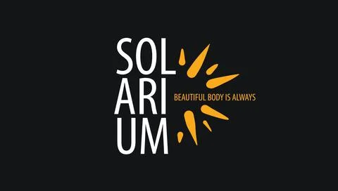 Hand-drawn vector logo on a black background for a solarium Illustrazione stock