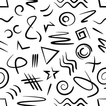 Hand drawn vector marker doodles seamless pattern 库存插图