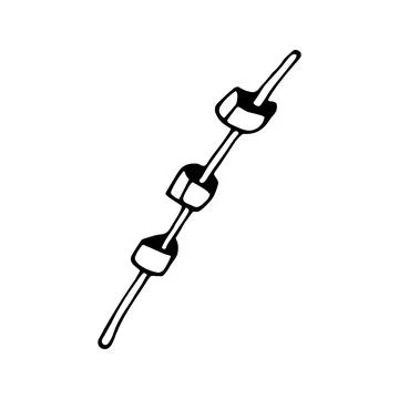 Hand drawn vector marshmallow grill clipart. Isolated on white b Stock Illustration