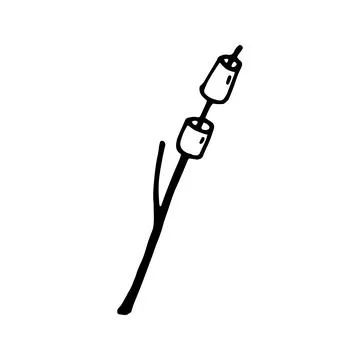 Hand drawn vector marshmallow grill clipart. Isolated on white b Illustrazione stock