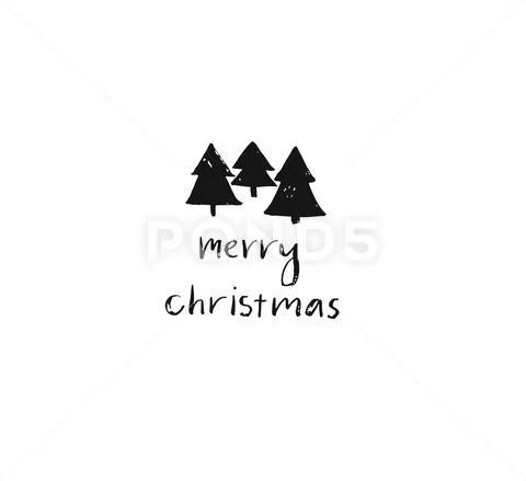 Hand drawn vector Merry Christmas rough freehand graphic greeting design element Stock Illustration