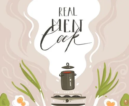 Hand drawn vector modern cartoon cooking class illustrations poster with Illustrazione stock