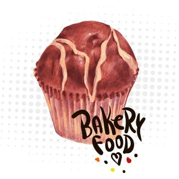 Hand drawn vector muffins with chocolate Stock Illustration
