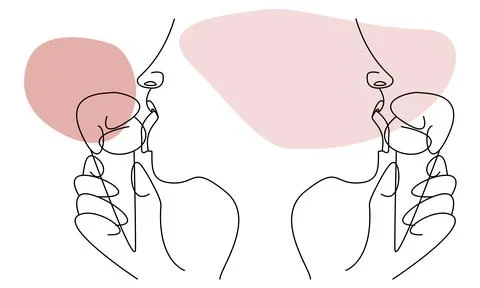 Hand drawn vector of a non binary face eating ice cream Stock Illustration