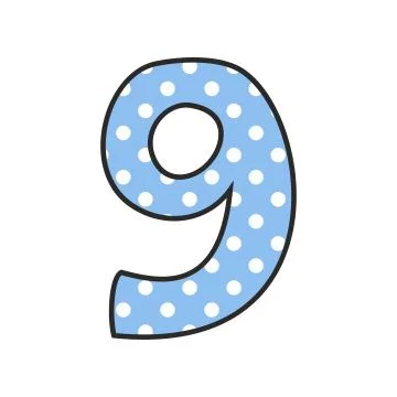 Hand drawn vector number 9 isolated on white background Stock Illustration