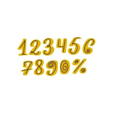 Hand drawn vector number letters. Numbers sketch style Stock Illustration