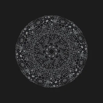 Hand drawn vector old school tattoo vector design with hearts and ribbons. Illustrazione stock