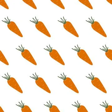 Hand drawn vector orange carrot. Vegetable simple seamless pattern. Stock Illustration