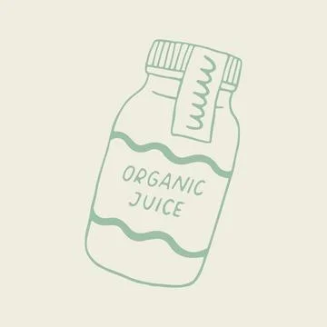 Hand drawn vector of an organic juice glass jar with a screw cap and a Stock-Illustration