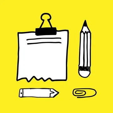 Hand drawn vector paper note in cartoon style. Clipboard icon, illustration Stock-Illustration