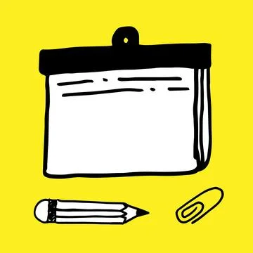 Hand drawn vector paper note in cartoon style. Clipboard icon, illustration 스톡 일러스트