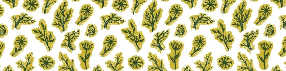 Hand drawn vector pattern with herbs Illustrazione stock
