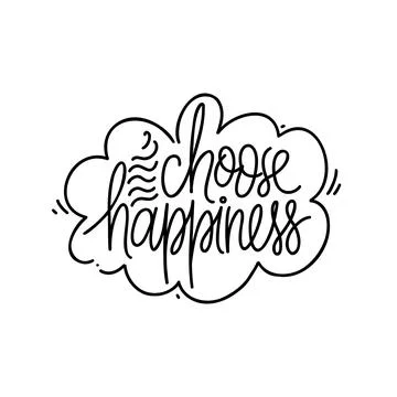 Hand drawn vector phrase Choose Happiness in speech bubble. Lettering design  Stock Illustration