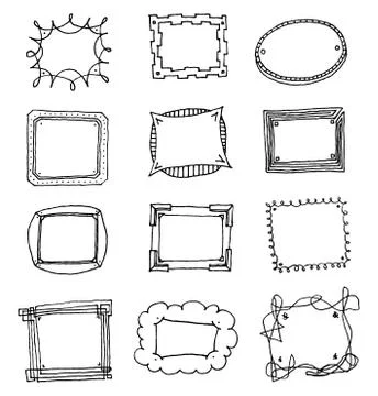 Hand drawn vector picture frame set Stock Illustration