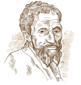 Hand drawn vector portrait. Michelangelo Stockillustratie