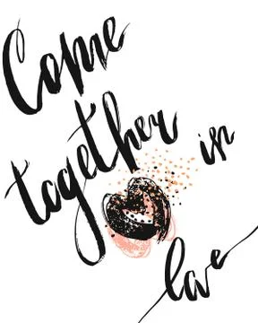 Hand drawn vector poster with handwritten ink lettering romantic phase Stock Illustration