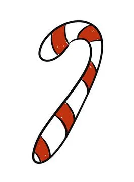 A hand drawn vector of a red and white candy cane, symbolizing Christmas joy. Stock Illustration