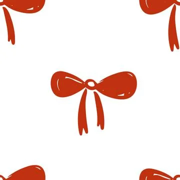 Hand drawn vector red bows on a white background Stock Illustration