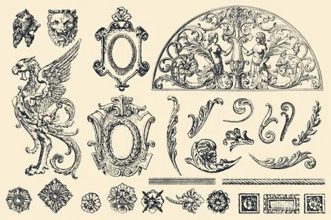 Hand drawn vector retro ornaments Stock Illustration