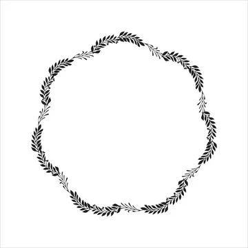 Hand drawn vector round frame. Floral wreath with leaves, berries, branches D 库存插图