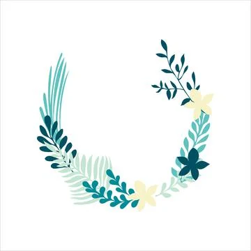 Hand drawn vector round frame. Floral wreath with leaves, berries, branches D Stock Illustration