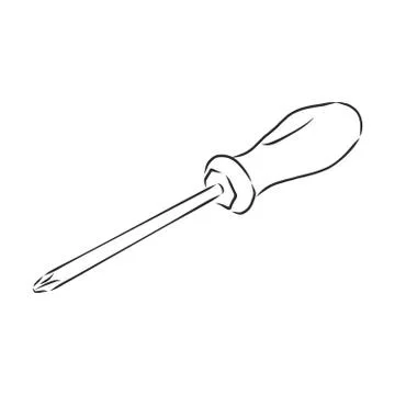Hand drawn vector screwdriver clipart. Isolated on white background drawing.  Illustration