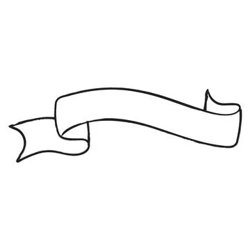 Hand drawn Vector Scroll Banner. Sketch Retro Tape frame for text. Scrolling Stock Illustration