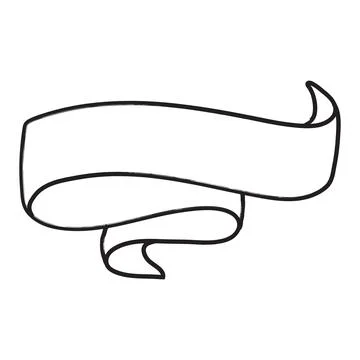 Hand drawn Vector Scroll Banner. Sketch Retro Tape frame for text. Scrolling Stock Illustration