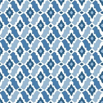 Hand drawn vector seamless blue pattern, illustration in Eastern style. Ornate Illustrazione stock