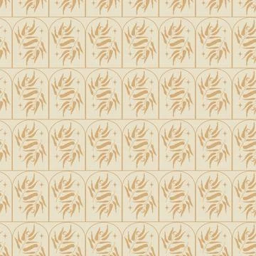 Hand drawn vector seamless floral organic pattern. Seamless pattern with big  Stock Illustration