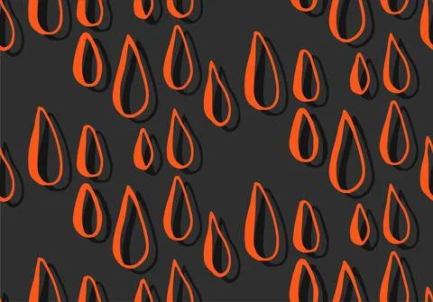 Hand drawn vector seamless lined graphic pattern of orange rain drops. Autumn Stock Illustration