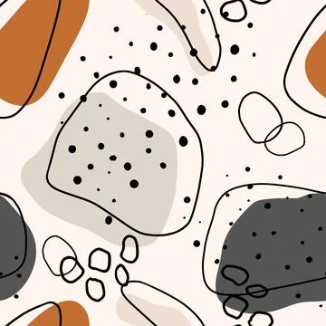 Hand drawn vector seamless organic pattern. Organic shapes, lines and textures Stock Illustration