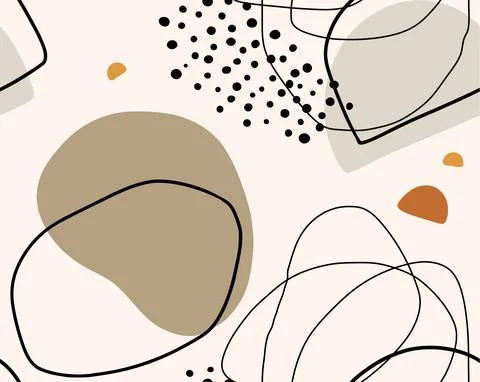 Hand drawn vector seamless organic pattern. Organic shapes, lines and textures Stockillustratie