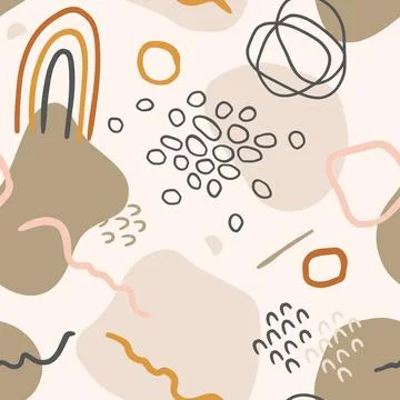 Hand drawn vector seamless organic pattern. Organic shapes, lines and textures Stock Illustration
