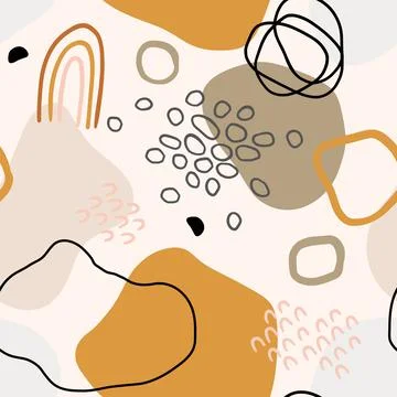 Hand drawn vector seamless organic pattern. Organic shapes, lines and textures Illustrazione stock