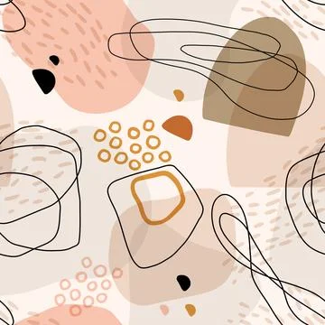 Hand drawn vector seamless organic pattern. Organic shapes, lines and textures Stock Illustration