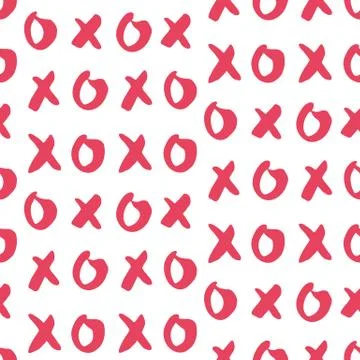 Hand drawn vector seamless pattern with XOXO Illustrazione stock
