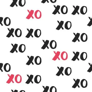 Hand drawn vector seamless pattern with XOXO Stock Illustration