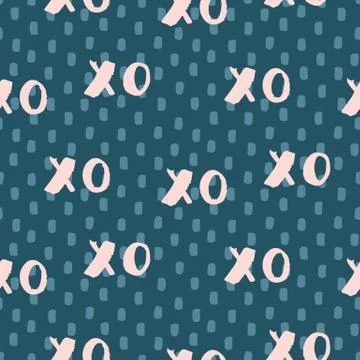 Hand drawn vector seamless pattern with XOXO Illustrazione stock