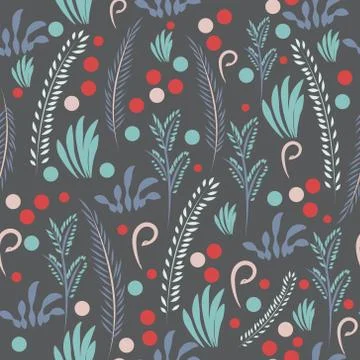 Hand drawn vector seamless pattern with flowers Stock Illustration