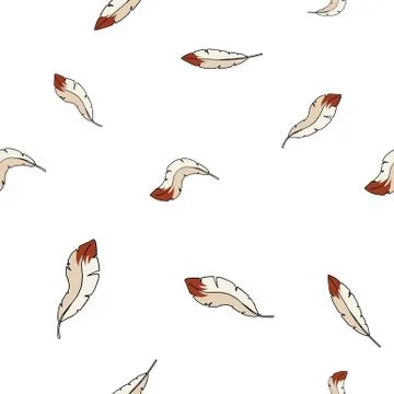 Hand drawn vector seamless pattern bird feathers texture background Stock Illustration