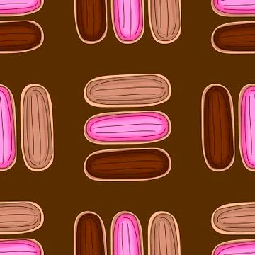 Hand drawn vector seamless pattern - custard cake Stock Illustration