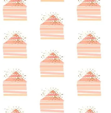 Hand drawn vector seamless pattern with scandinavian geometric abstract houses Stock Illustration