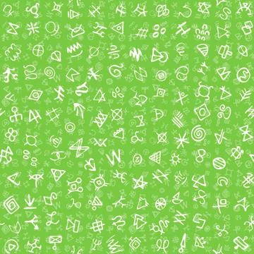 Hand drawn vector seamless pattern with red glyphs. Fashionable textile print イラスト素材