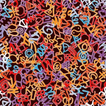 Hand drawn vector seamless pattern with glyphs mystic symbols Stockillustratie