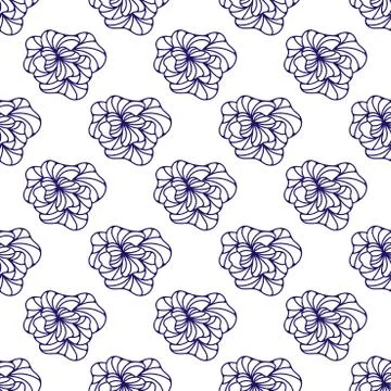 Hand drawn vector seamless pattern with abstract elements, line art. For fabr Stock Illustration