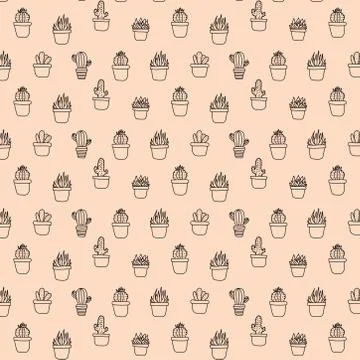 Hand drawn vector seamless pattern with housing indoor plants. simple vector  Illustrazione stock